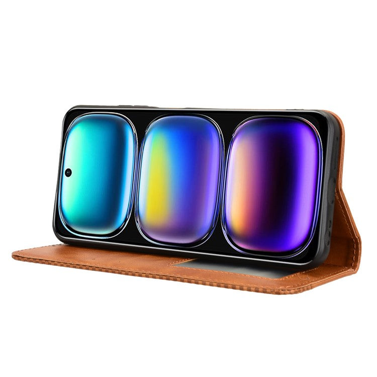 For Infinix Hot 50i 4G X6531 / Smart 9 4G X6532 Leather Case Wallet Stand Retro Texture Phone Cover - Brown
