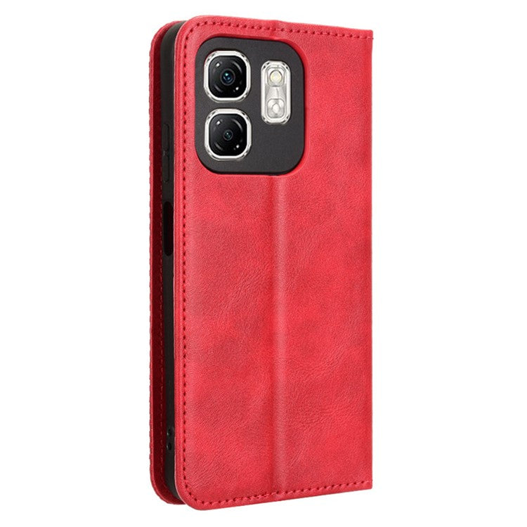 For Infinix Hot 50i 4G X6531 / Smart 9 4G X6532 Leather Case Wallet Stand Retro Texture Phone Cover - Red