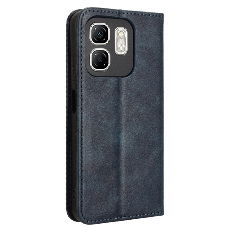 For Infinix Hot 50i 4G X6531 / Smart 9 4G X6532 Leather Case Wallet Stand Retro Texture Phone Cover - Blue