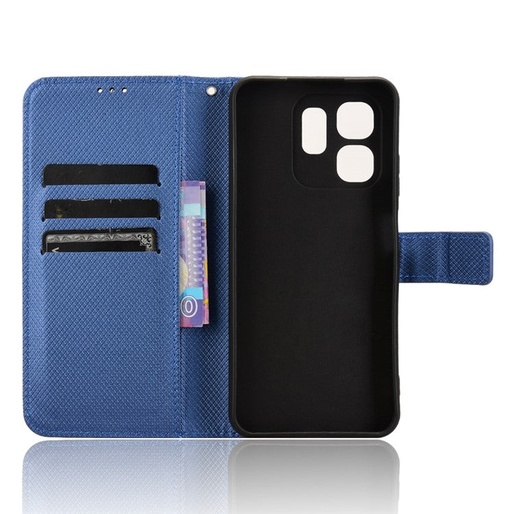 For Infinix Hot 50i 4G X6531 / Smart 9 4G X6532 Case PU Leather Diamond Texture Wallet Phone Cover - Blue