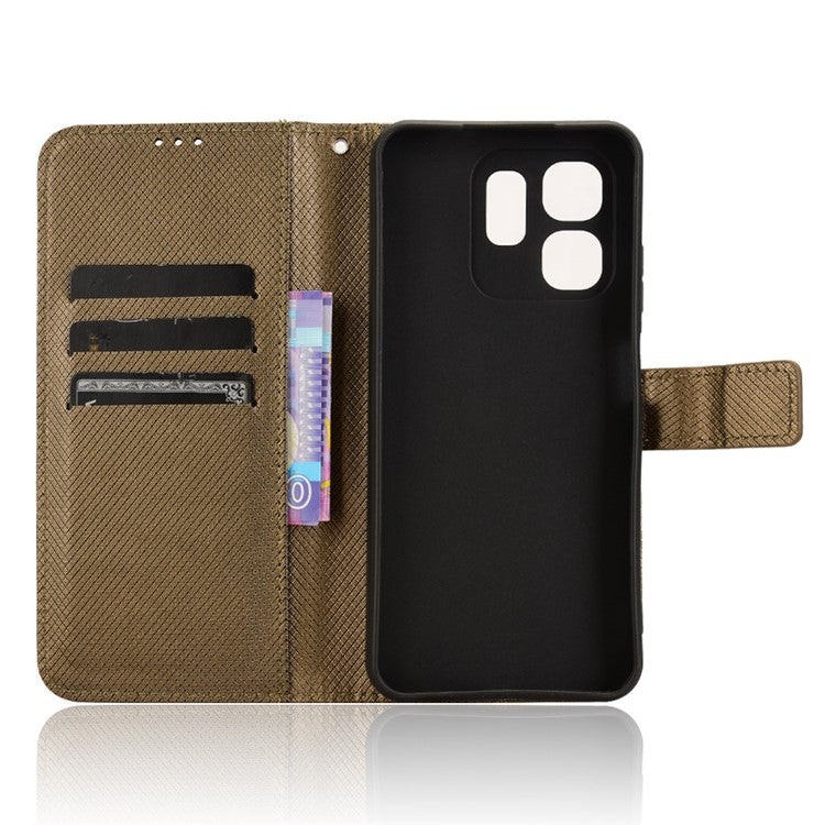 For Infinix Hot 50i 4G X6531 / Smart 9 4G X6532 Case PU Leather Diamond Texture Wallet Phone Cover - Brown