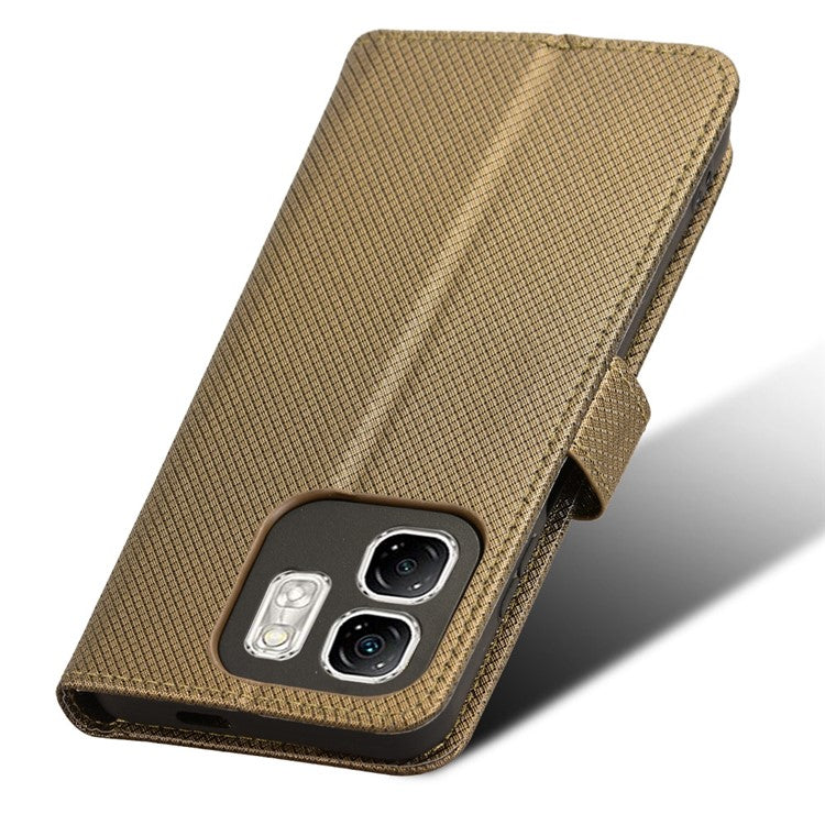 For Infinix Hot 50i 4G X6531 / Smart 9 4G X6532 Case PU Leather Diamond Texture Wallet Phone Cover - Brown