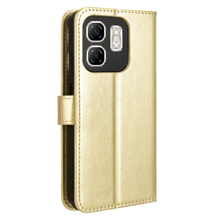 For Infinix Hot 50i 4G X6531 / Smart 9 4G X6532 Case Crazy Horse Texture PU Leather Phone Wallet Cover - Gold