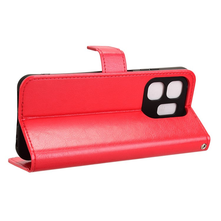 For Infinix Hot 50i 4G X6531 / Smart 9 4G X6532 Case Crazy Horse Texture PU Leather Phone Wallet Cover - Red