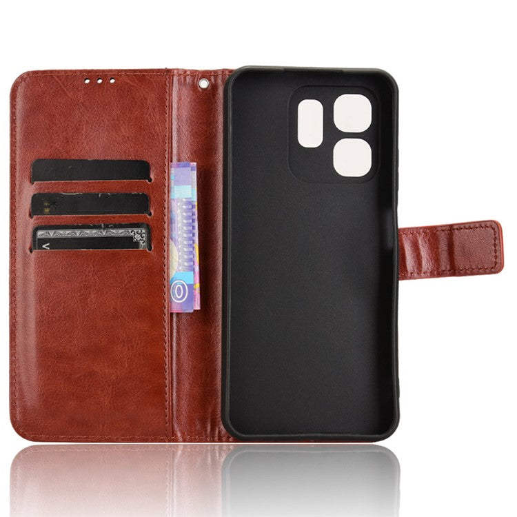 For Infinix Hot 50i 4G X6531 / Smart 9 4G X6532 Case Crazy Horse Texture PU Leather Phone Wallet Cover - Brown