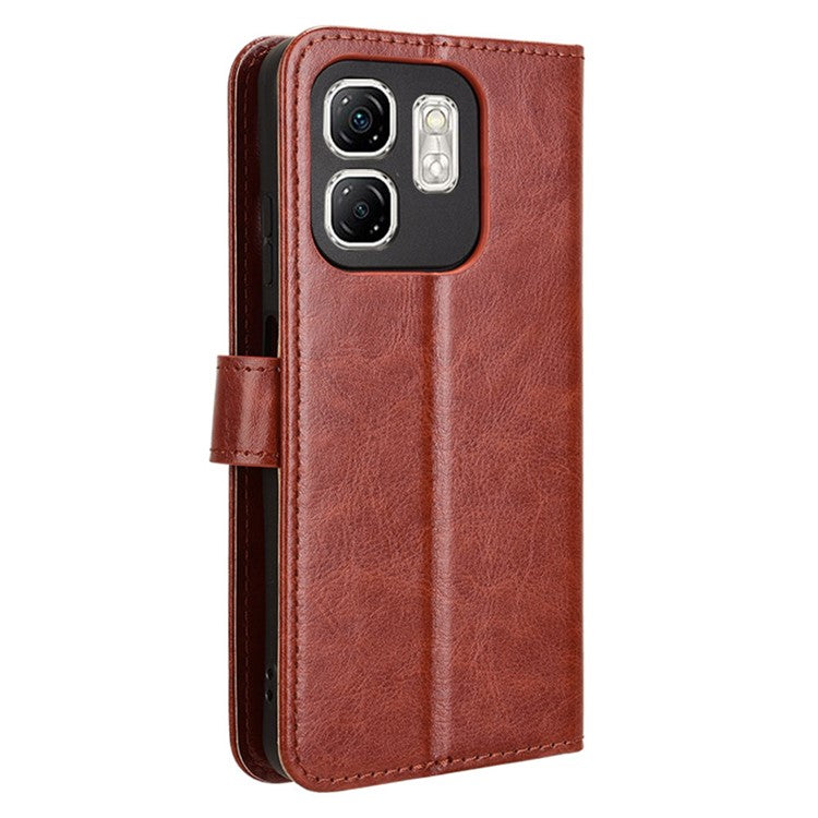 For Infinix Hot 50i 4G X6531 / Smart 9 4G X6532 Case Crazy Horse Texture PU Leather Phone Wallet Cover - Brown