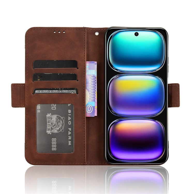 For Infinix Hot 50i 4G X6531 / Smart 9 4G X6532 Leather Case Phone Wallet Cover with Multiple Card Slots - Brown