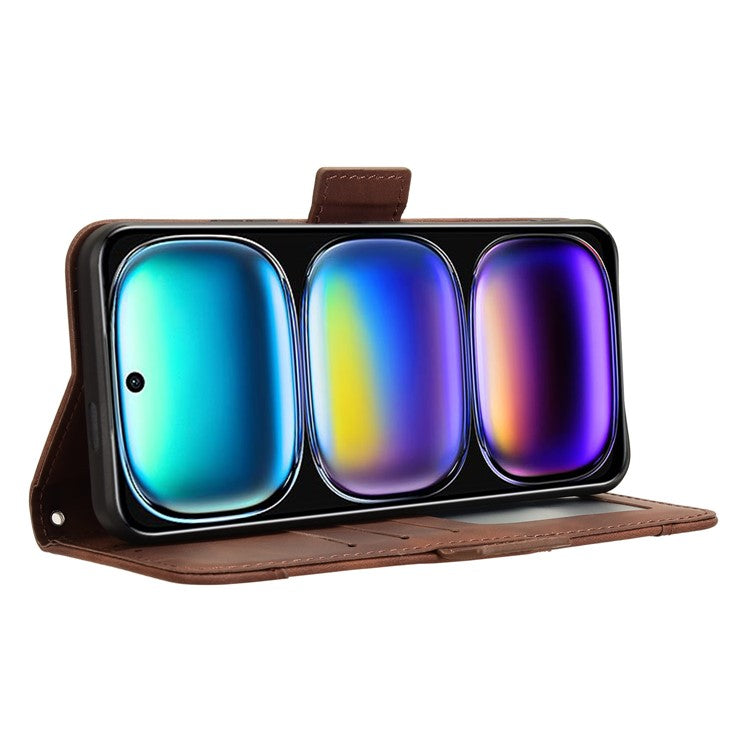 For Infinix Hot 50i 4G X6531 / Smart 9 4G X6532 Leather Case Phone Wallet Cover with Multiple Card Slots - Brown