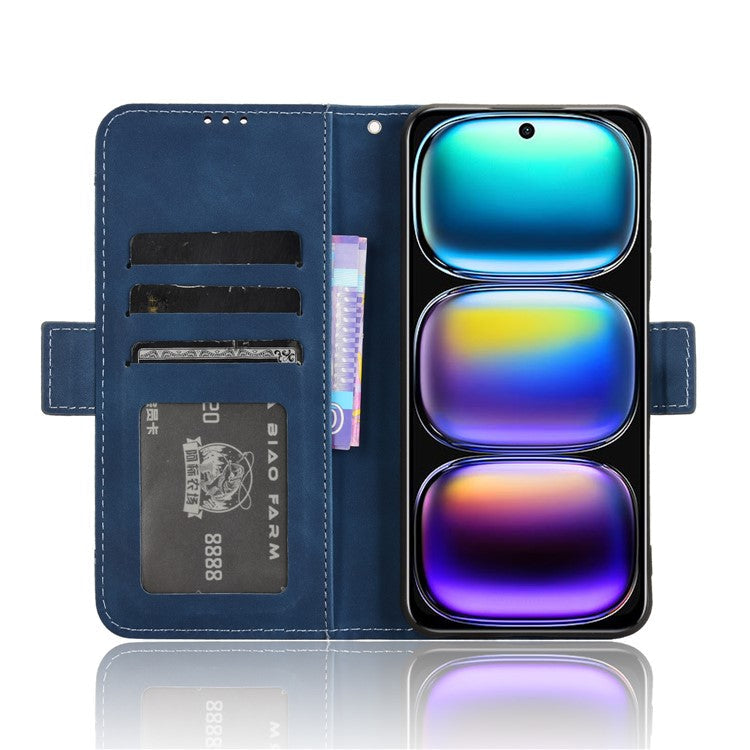 For Infinix Hot 50i 4G X6531 / Smart 9 4G X6532 Leather Case Phone Wallet Cover with Multiple Card Slots - Blue