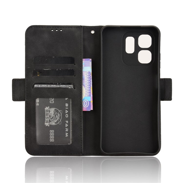 For Infinix Hot 50i 4G X6531 / Smart 9 4G X6532 Leather Case Phone Wallet Cover with Multiple Card Slots - Black
