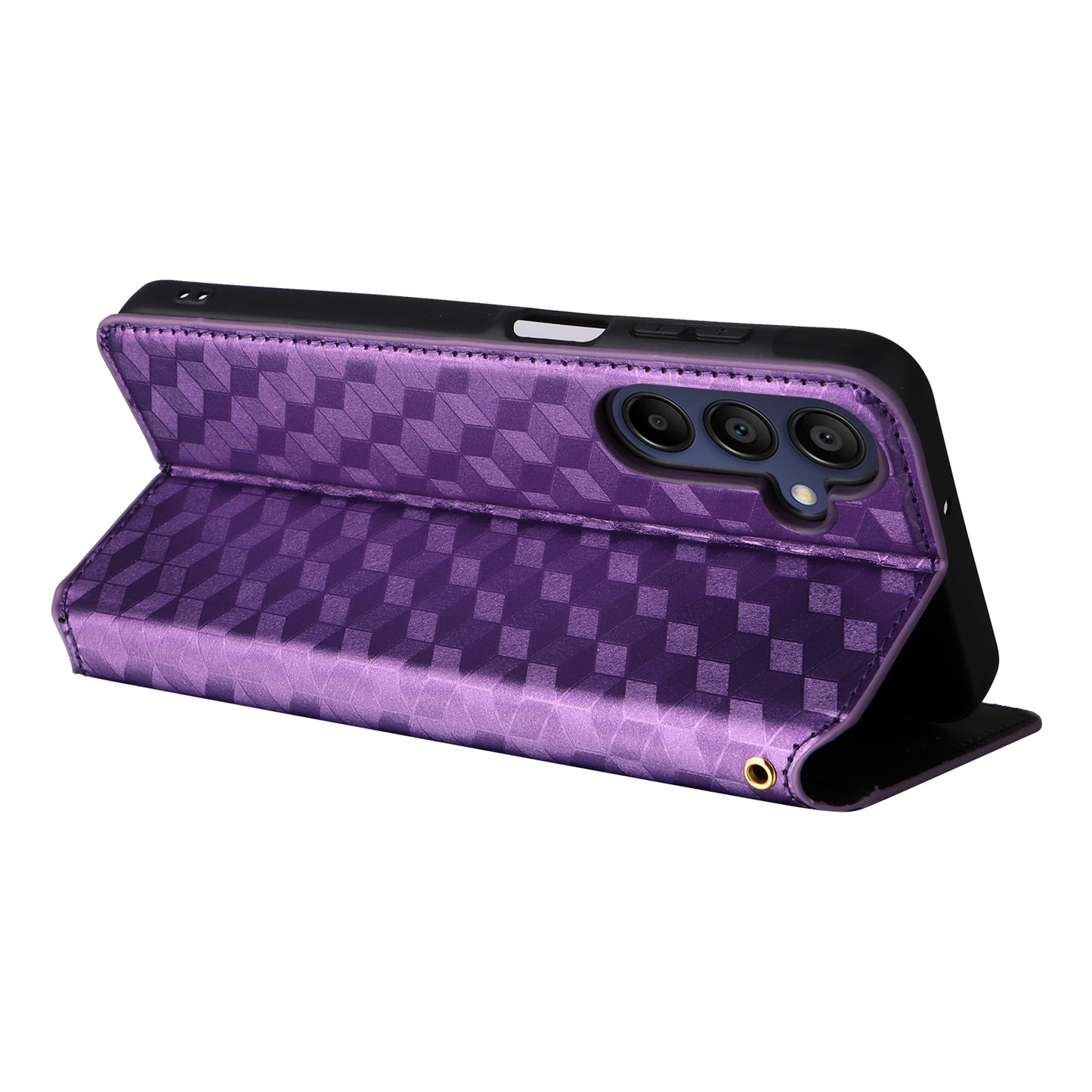 For Samsung Galaxy A16 5G / A16 4G Wallet Case Rhombus Imprinted Leather Phone Cover - Purple