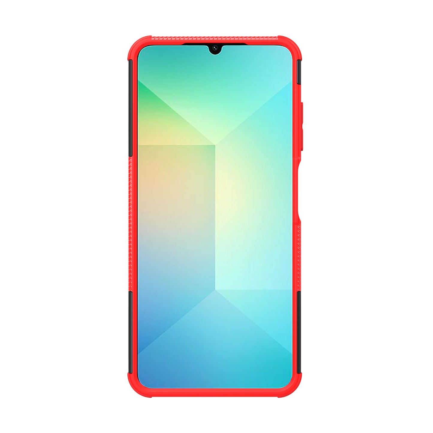 For Samsung Galaxy A06 Case PC+TPU Tyre Pattern Slim Phone Cover with Kickstand - Red