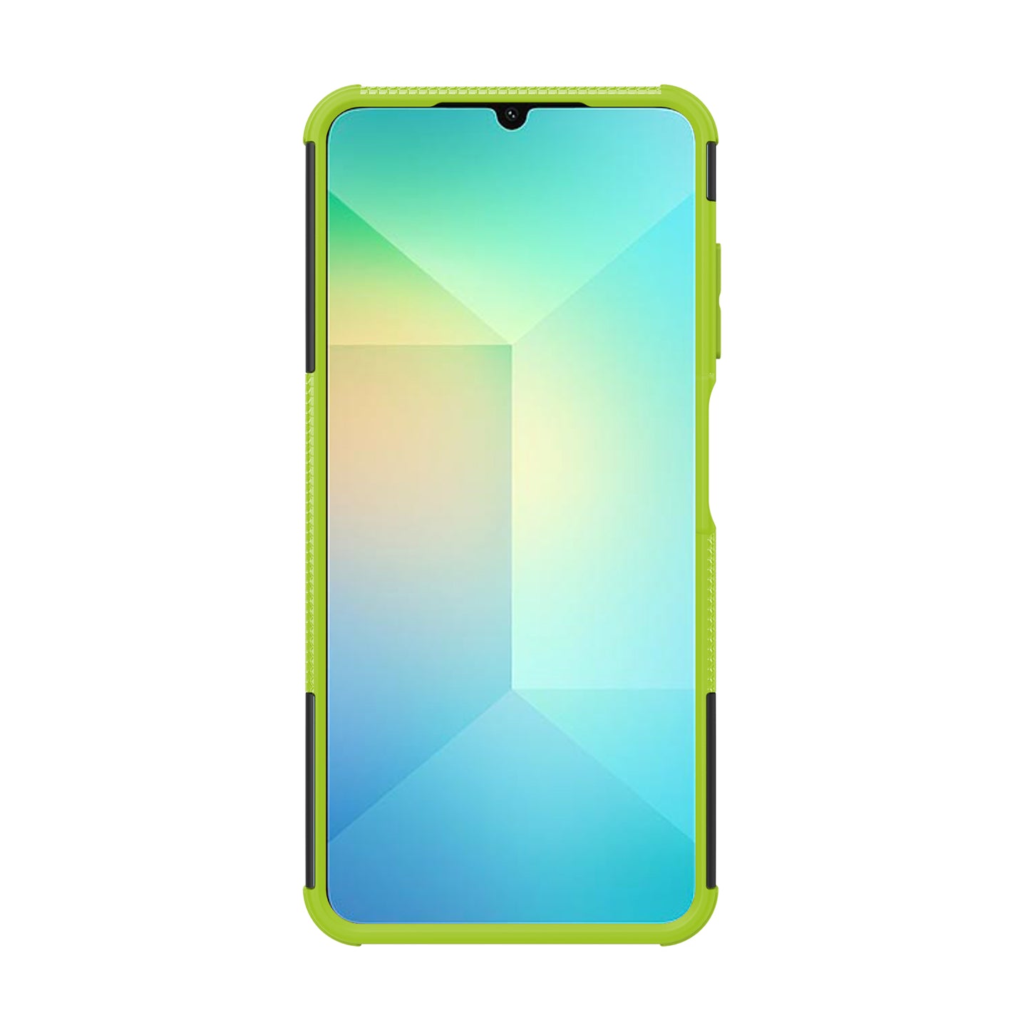 For Samsung Galaxy A06 Case PC+TPU Tyre Pattern Slim Phone Cover with Kickstand - Green