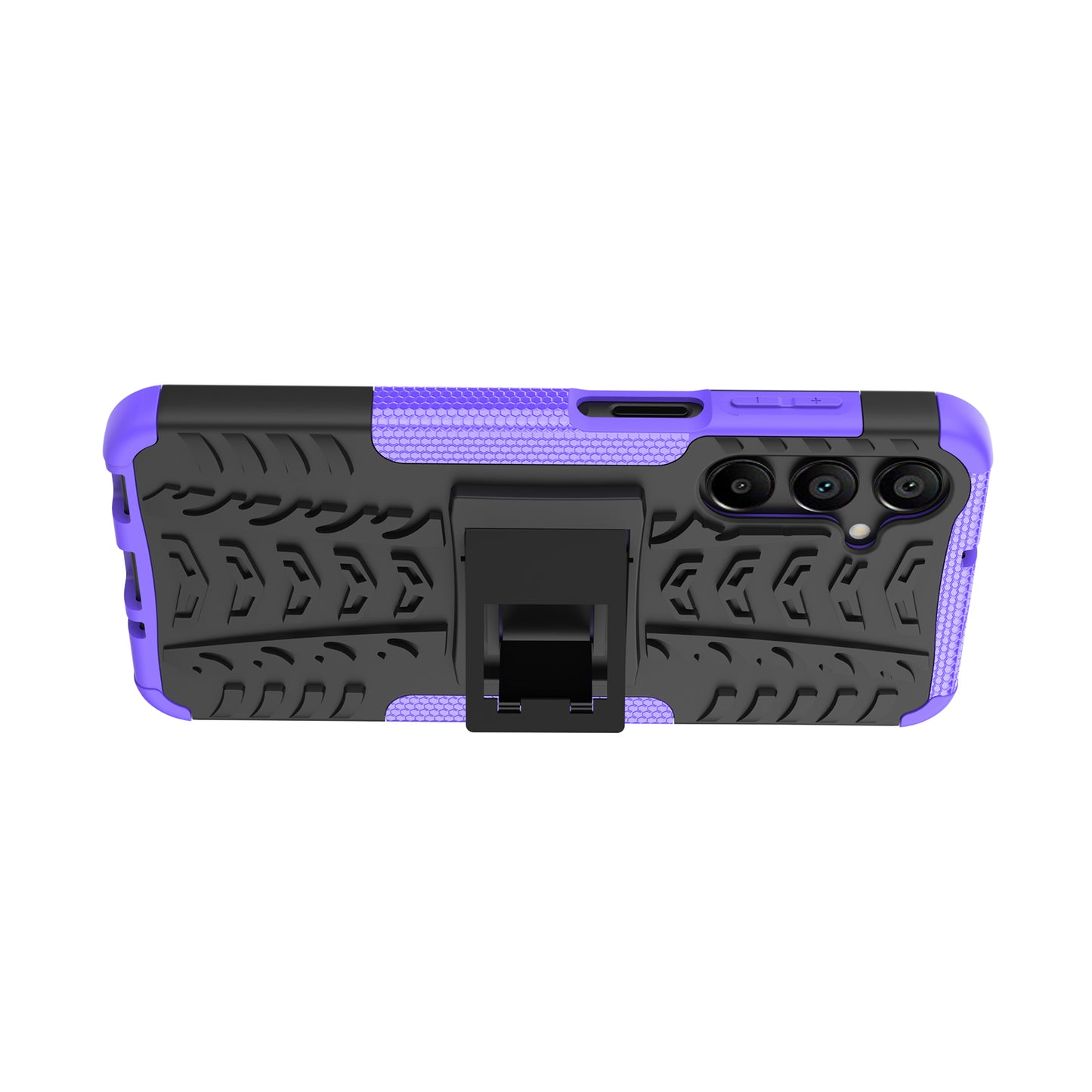 For Samsung Galaxy A16 5G / A16 4G Case PC+TPU Tyre Pattern Slim Phone Cover with Kickstand - Purple