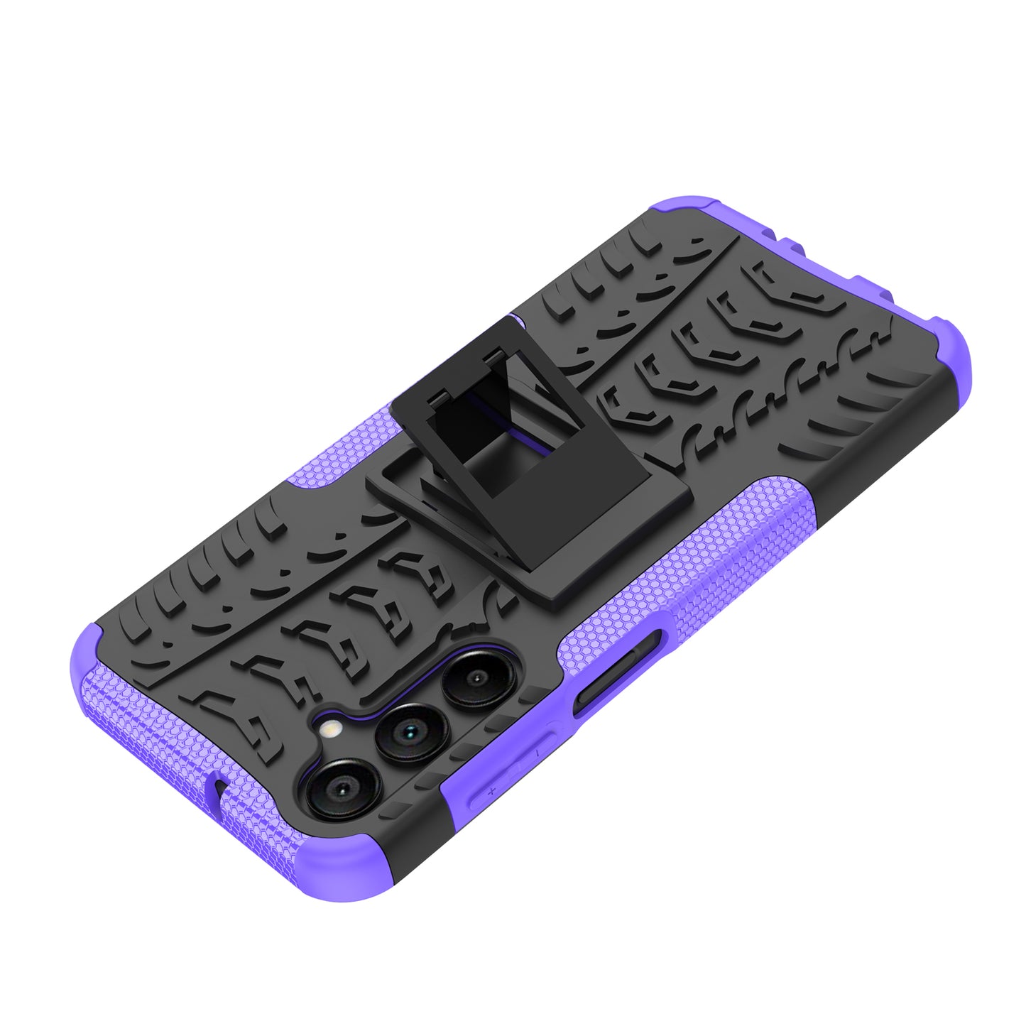 For Samsung Galaxy A16 5G / A16 4G Case PC+TPU Tyre Pattern Slim Phone Cover with Kickstand - Purple