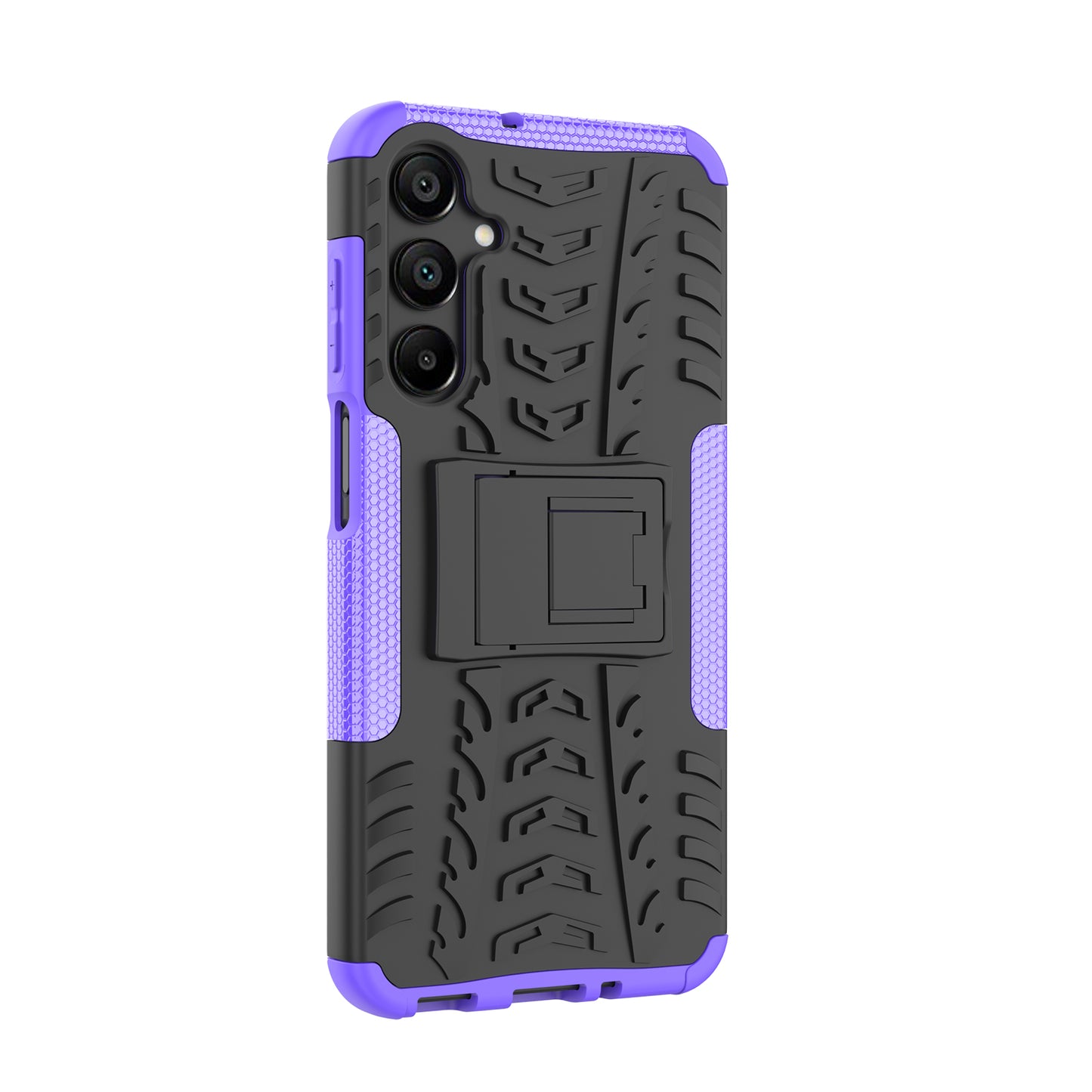 For Samsung Galaxy A16 5G / A16 4G Case PC+TPU Tyre Pattern Slim Phone Cover with Kickstand - Purple