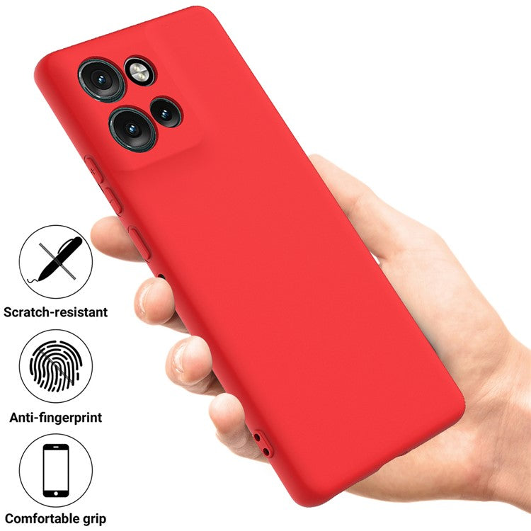 For Motorola Edge 50 Neo 5G / Moto S50 5G / Thinkphone 25 5G Case Liquid Silicone Anti-Scratch Phone Cover with Hand Strap - Red