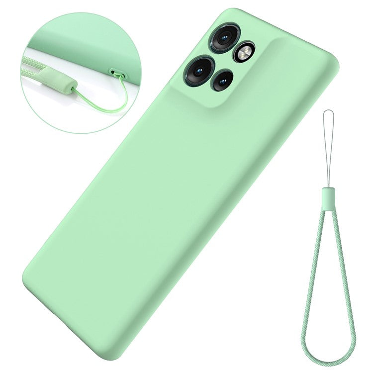 For Motorola Edge 50 Neo 5G / Moto S50 5G / Thinkphone 25 5G Case Liquid Silicone Anti-Scratch Phone Cover with Hand Strap - Green