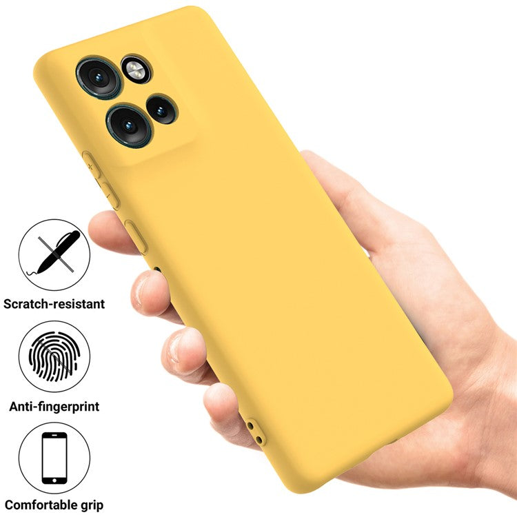 For Motorola Edge 50 Neo 5G / Moto S50 5G / Thinkphone 25 5G Case Liquid Silicone Anti-Scratch Phone Cover with Hand Strap - Yellow