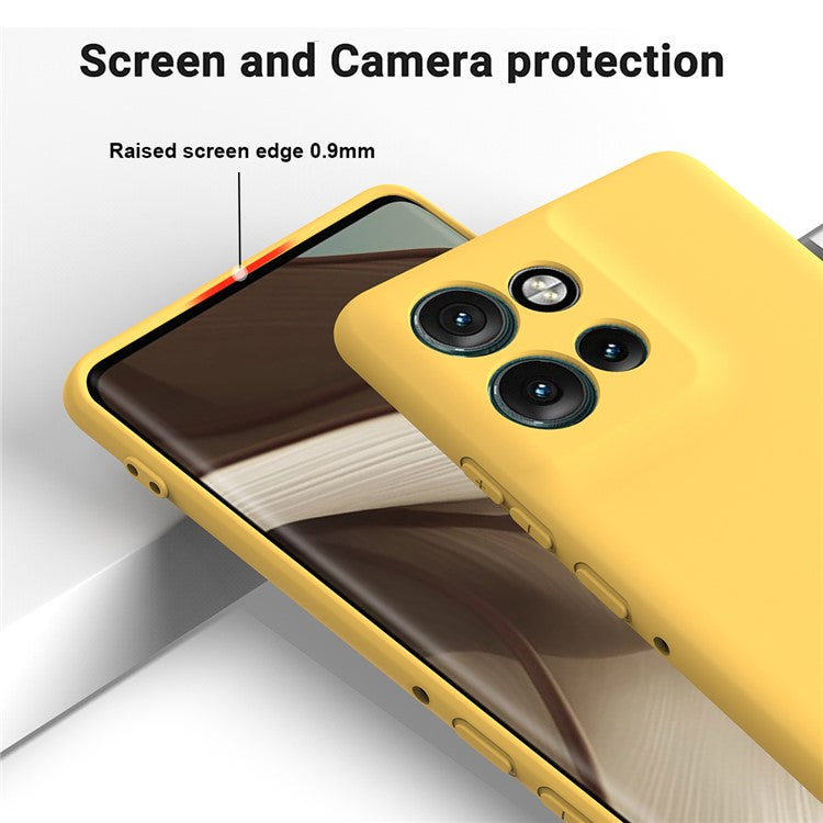 For Motorola Edge 50 Neo 5G / Moto S50 5G / Thinkphone 25 5G Case Liquid Silicone Anti-Scratch Phone Cover with Hand Strap - Yellow