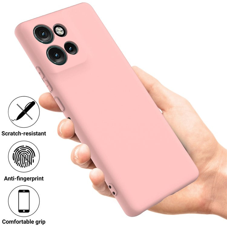 For Motorola Edge 50 Neo 5G / Moto S50 5G / Thinkphone 25 5G Case Liquid Silicone Anti-Scratch Phone Cover with Hand Strap - Pink
