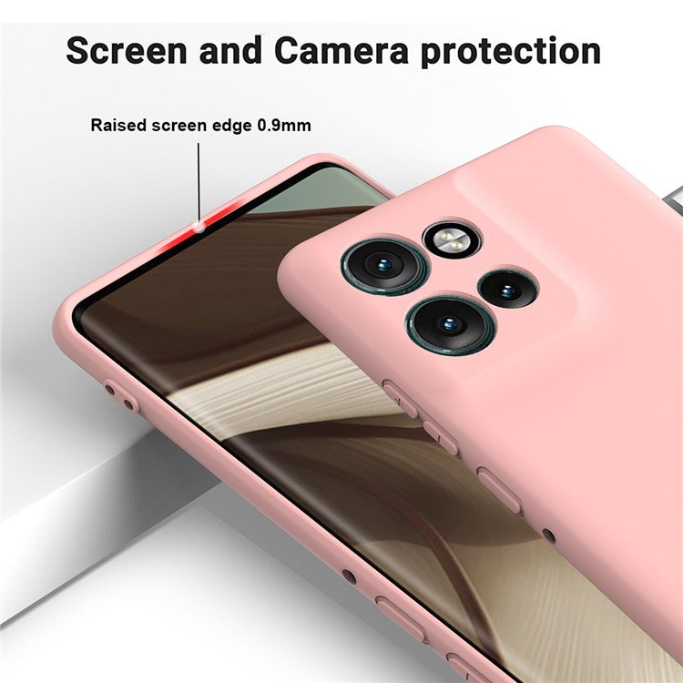 For Motorola Edge 50 Neo 5G / Moto S50 5G / Thinkphone 25 5G Case Liquid Silicone Anti-Scratch Phone Cover with Hand Strap - Pink