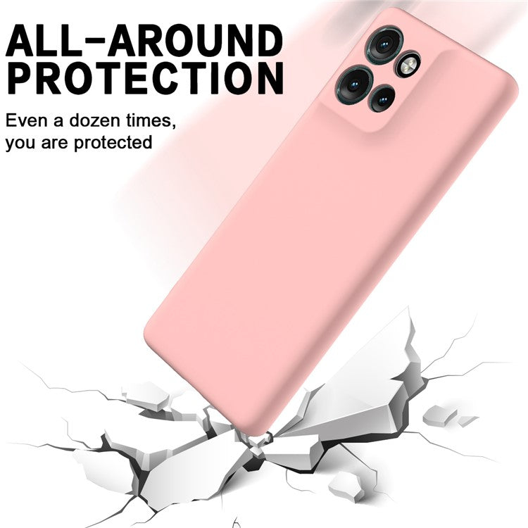 For Motorola Edge 50 Neo 5G / Moto S50 5G / Thinkphone 25 5G Case Liquid Silicone Anti-Scratch Phone Cover with Hand Strap - Pink