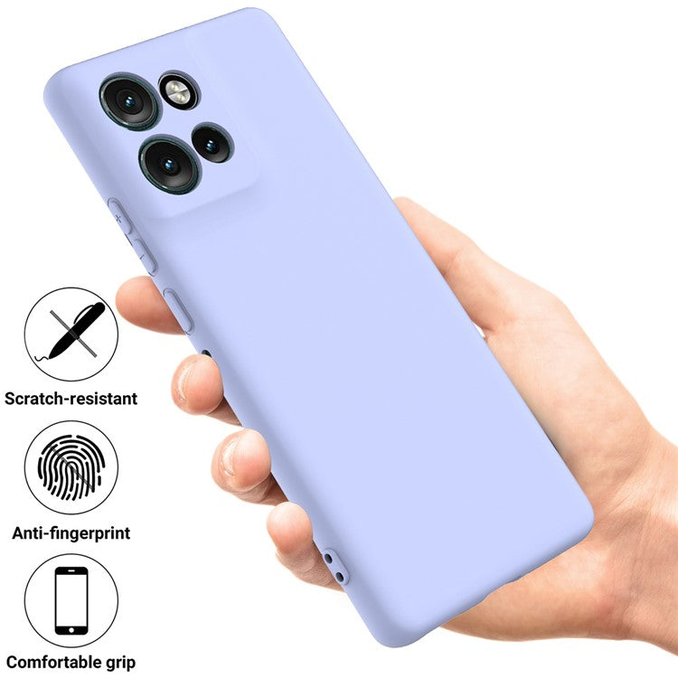 For Motorola Edge 50 Neo 5G / Moto S50 5G / Thinkphone 25 5G Case Liquid Silicone Anti-Scratch Phone Cover with Hand Strap - Purple
