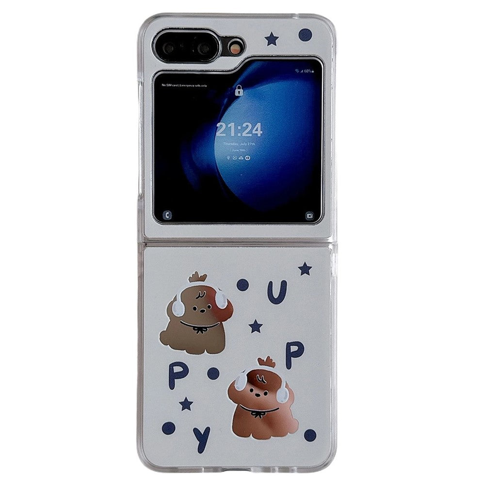 For Samsung Galaxy Z Flip7 FE 5G / Z Flip6 5G Case Protective Hard PC Phone Cover with Wrist Strap - Dog