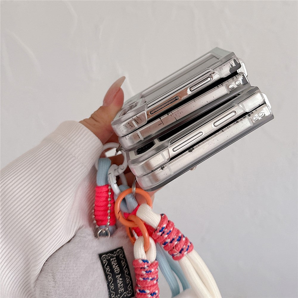 For Samsung Galaxy Z Flip7 FE 5G / Z Flip6 5G Case Protective Hard PC Phone Cover with Wrist Strap - Dog