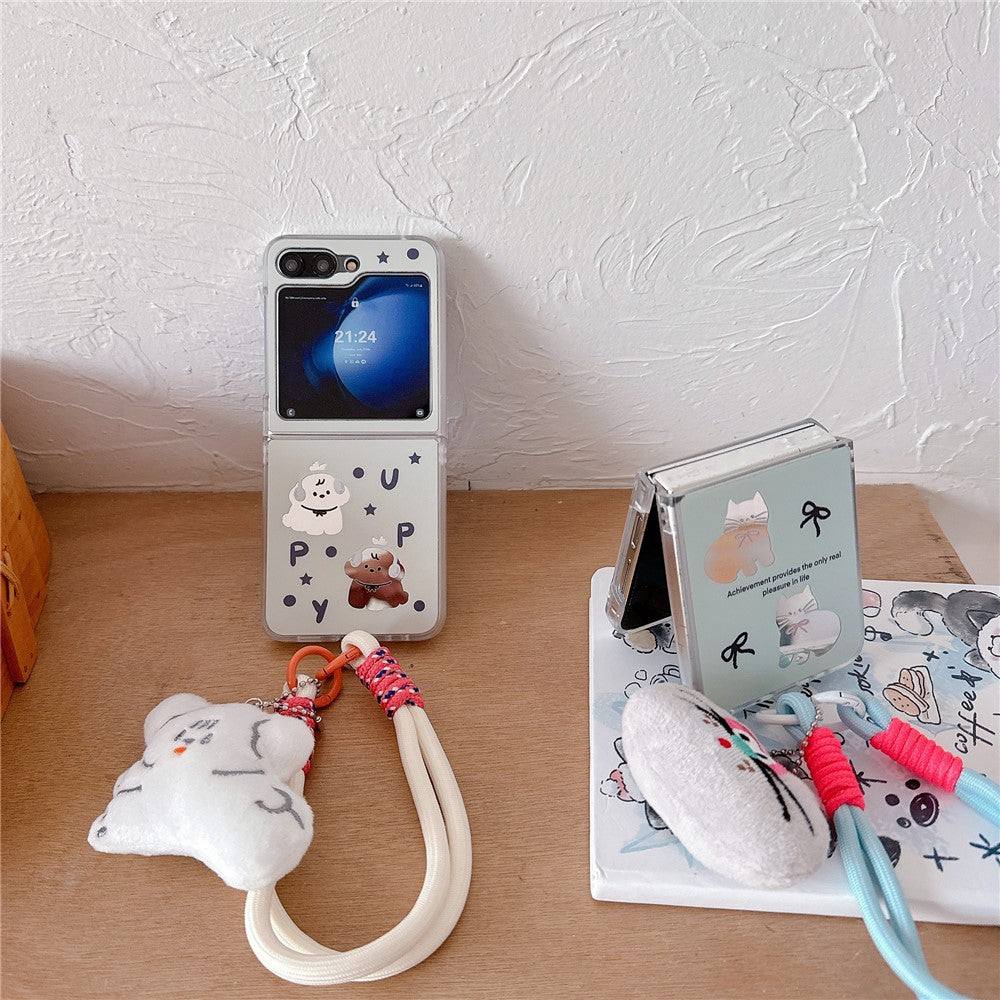For Samsung Galaxy Z Flip7 FE 5G / Z Flip6 5G Case Protective Hard PC Phone Cover with Wrist Strap - Cat