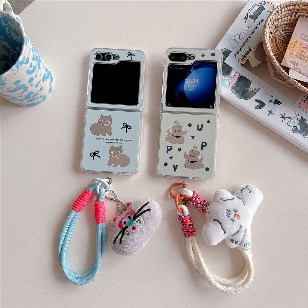 For Samsung Galaxy Z Flip7 FE 5G / Z Flip6 5G Case Protective Hard PC Phone Cover with Wrist Strap - Cat