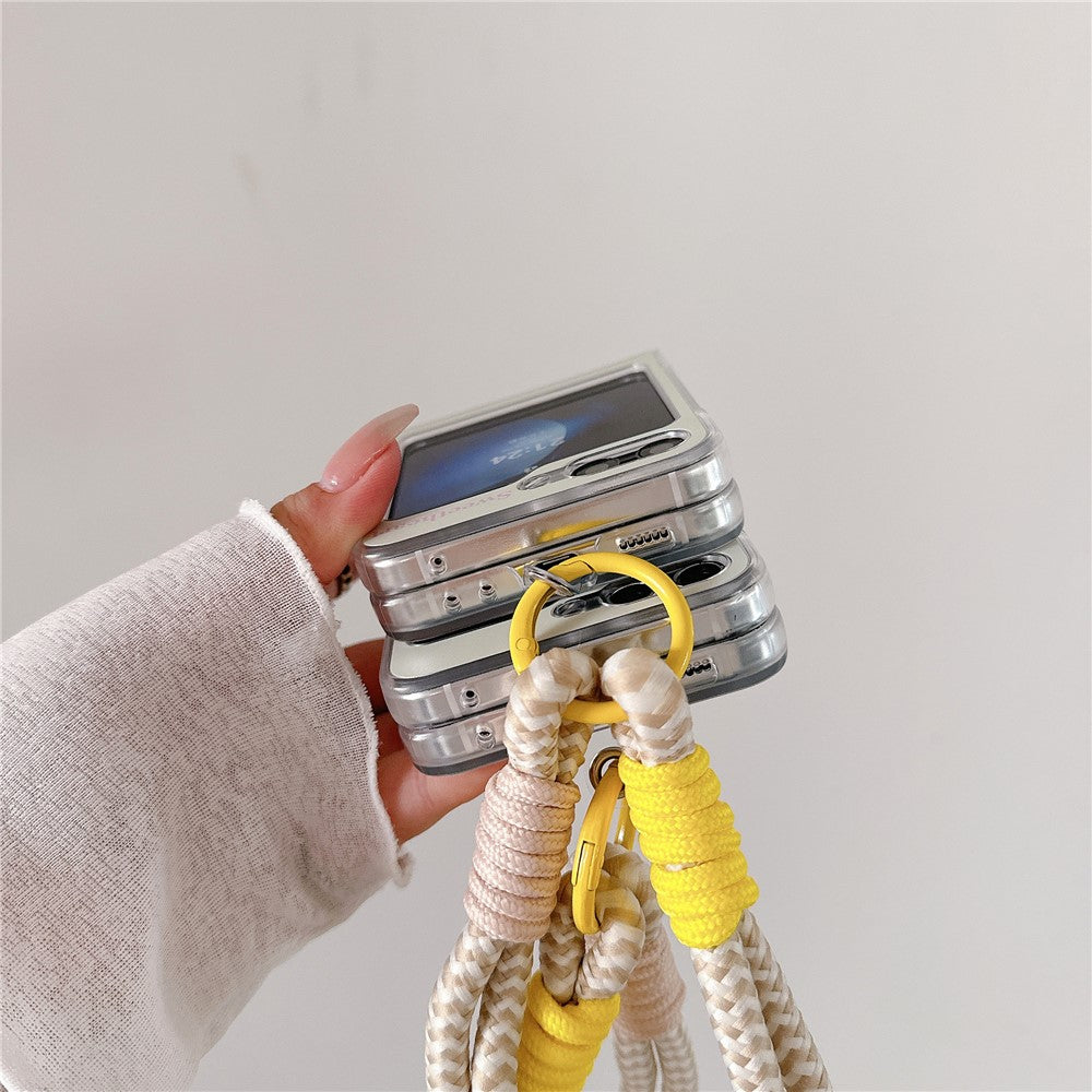 For Samsung Galaxy Z Flip7 FE 5G / Z Flip6 5G Case Mirror Surface Shockproof Hard PC Phone Cover with Strap - Elephant