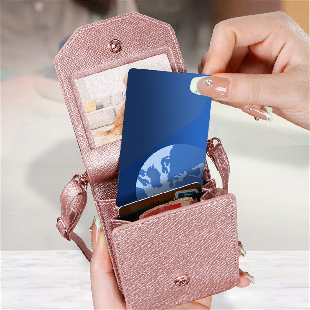 For Samsung Galaxy Z Flip7 FE 5G / Z Flip6 5G Case Card Bag Kickstand PU Leather PC Phone Cover with Strap - Rose Gold