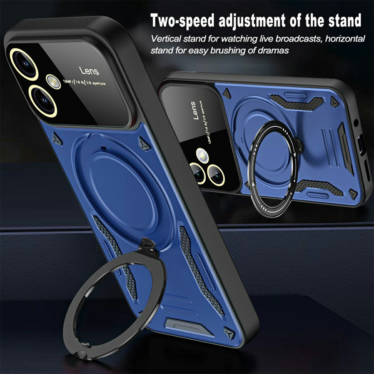For Samsung Galaxy A06 Case Rotating Magnetic Kickstand PC+TPU Phone Cover - Black