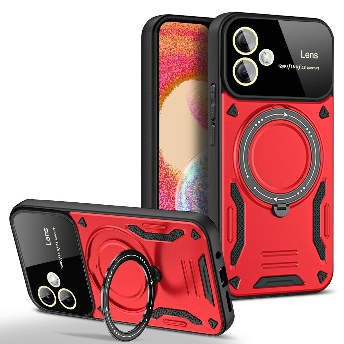 For Samsung Galaxy A06 Case Rotating Magnetic Kickstand PC+TPU Phone Cover - Red