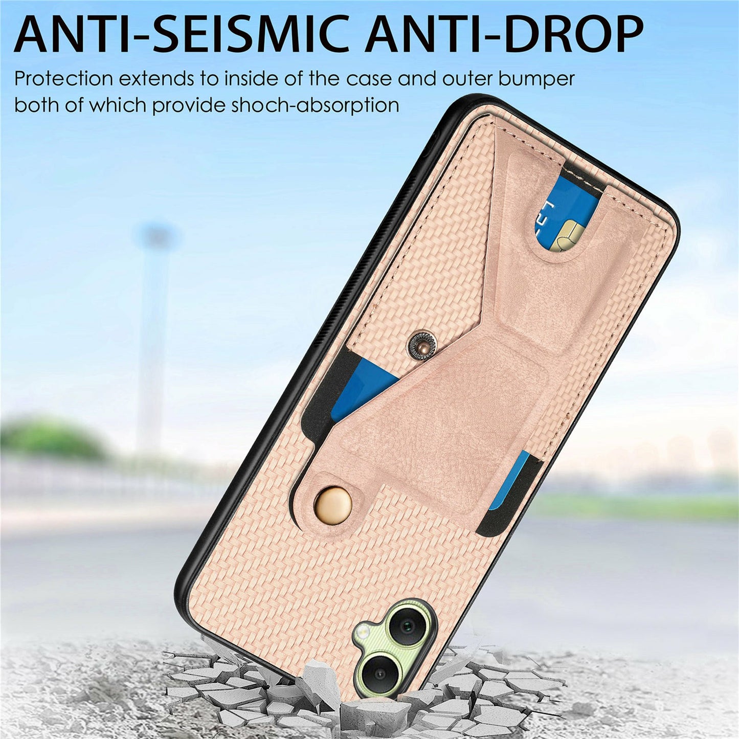 For Samsung Galaxy A06 Case K-Shaped Kickstand Leather+PC+TPU Phone Cover - Green