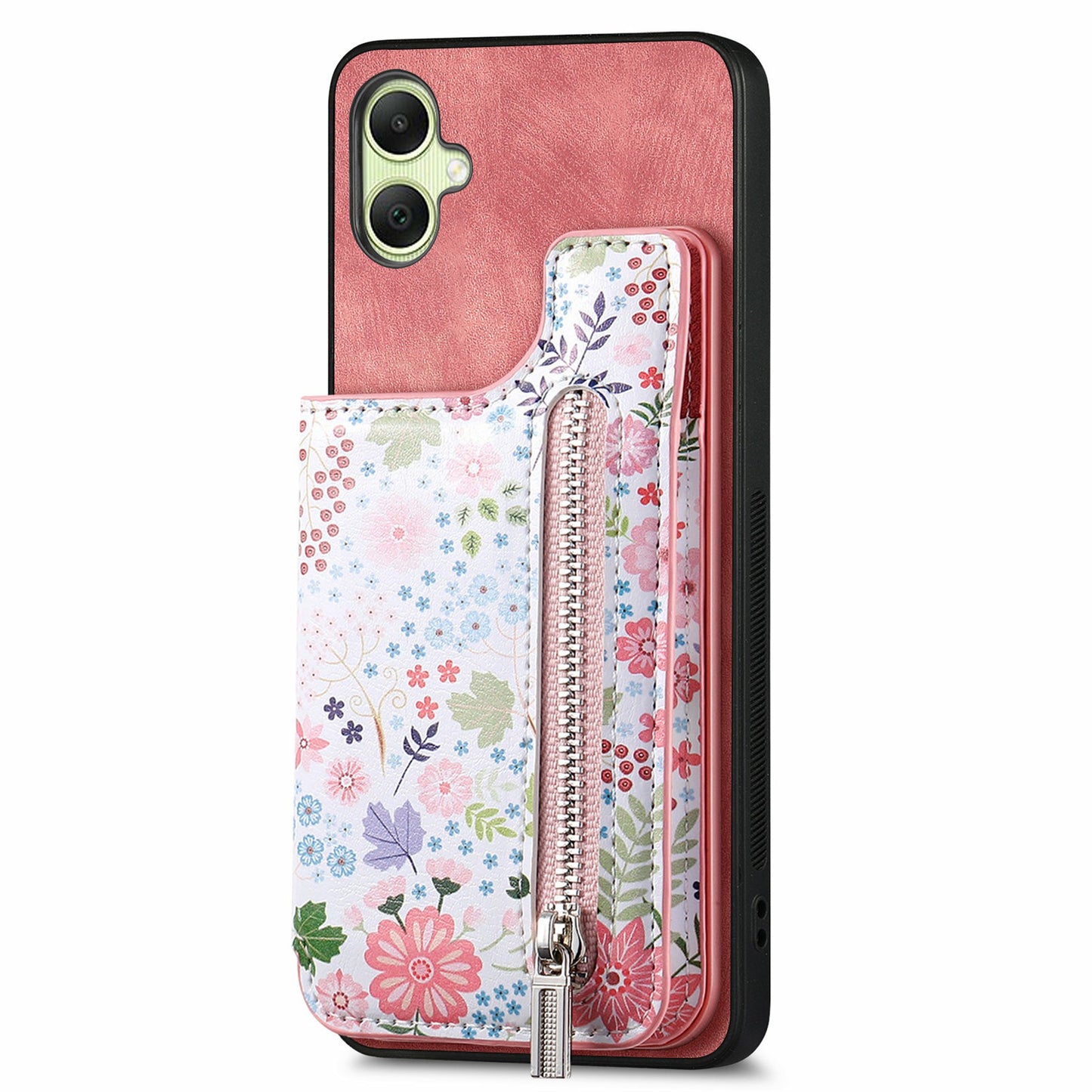 D10 For Samsung Galaxy A06 Case Pattern Kickstand Wallet Leather+TPU Phone Cover RFID Blocking - Pink