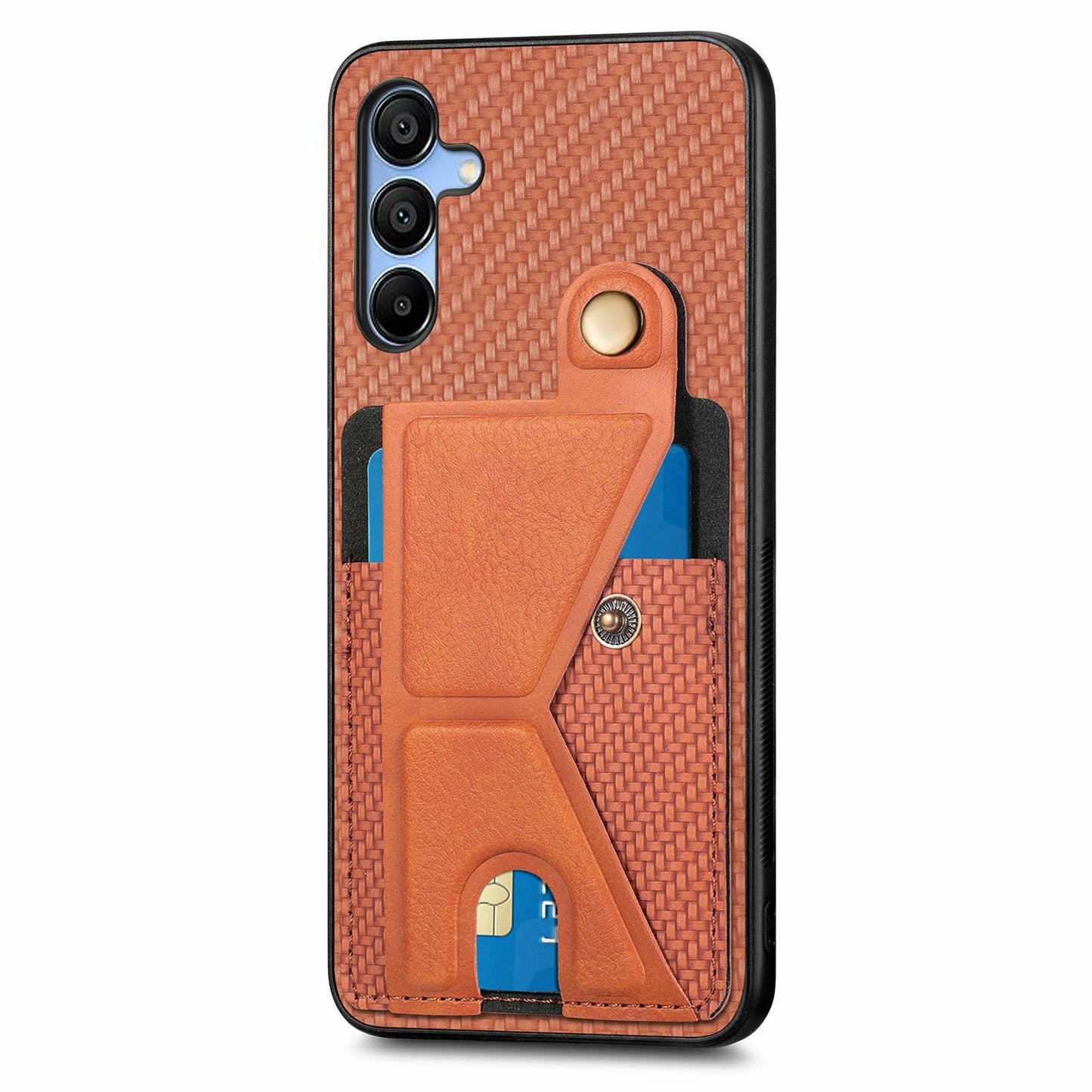 For Samsung Galaxy A16 5G / A16 4G Case K-Shaped Kickstand Leather+PC+TPU Phone Cover - Brown