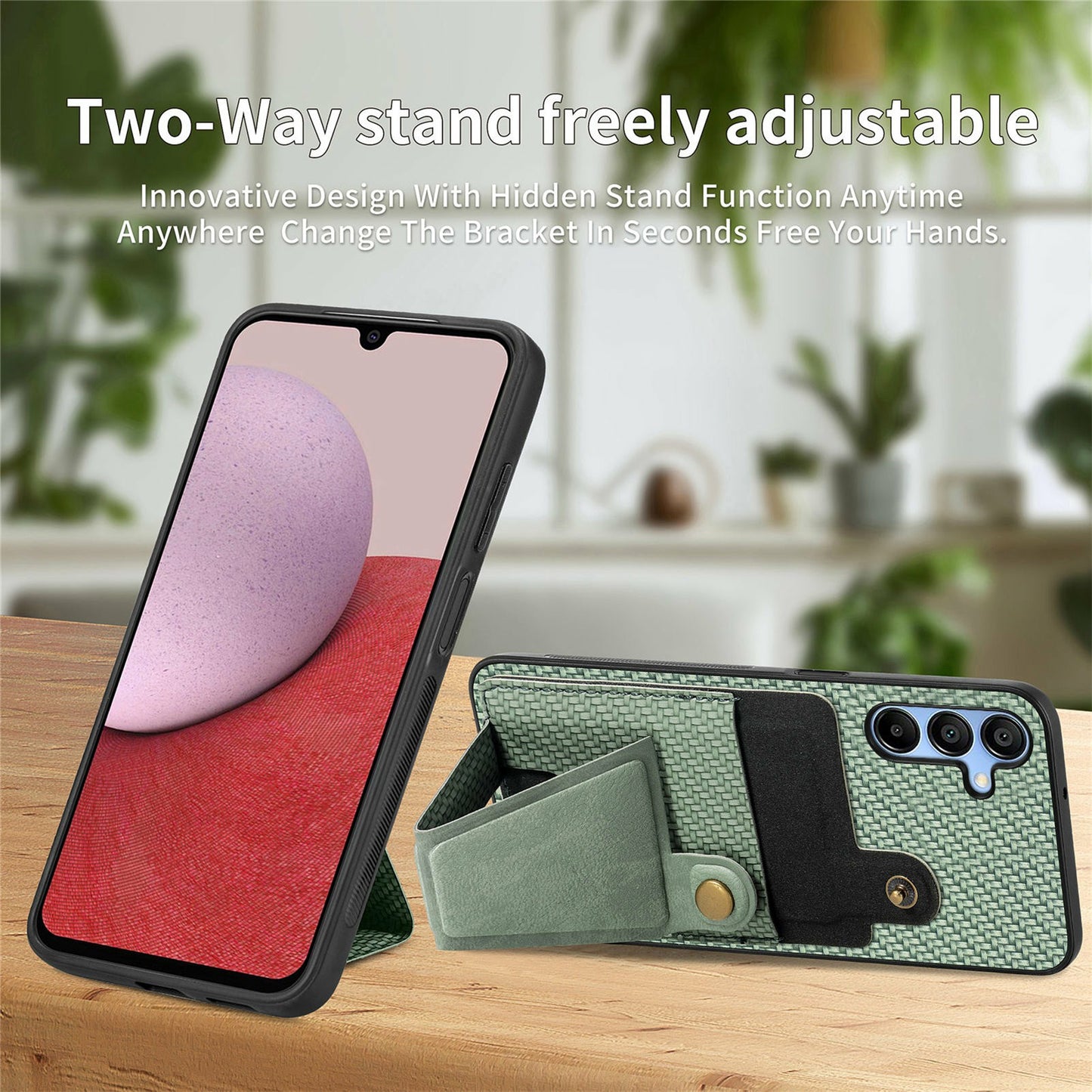 For Samsung Galaxy A16 5G / A16 4G Case K-Shaped Kickstand Leather+PC+TPU Phone Cover - Green