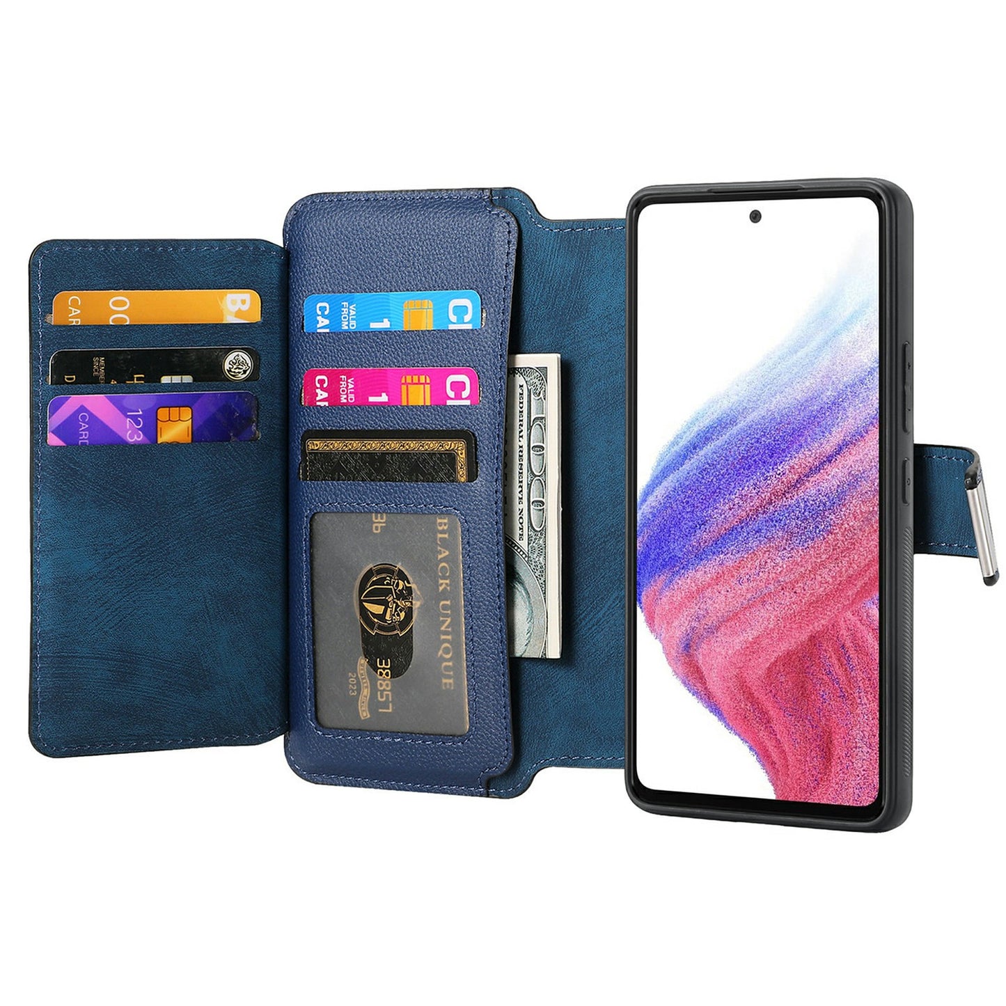 CASENEO MW-02 For Samsung Galaxy A16 5G / A16 4G Case Detachable Magnetic Leather Flip Phone Cover - Dark Blue