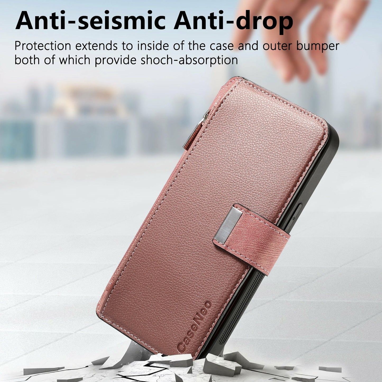 CASENEO MW-02 For Samsung Galaxy A16 5G / A16 4G Case Detachable Magnetic Leather Flip Phone Cover - Pink