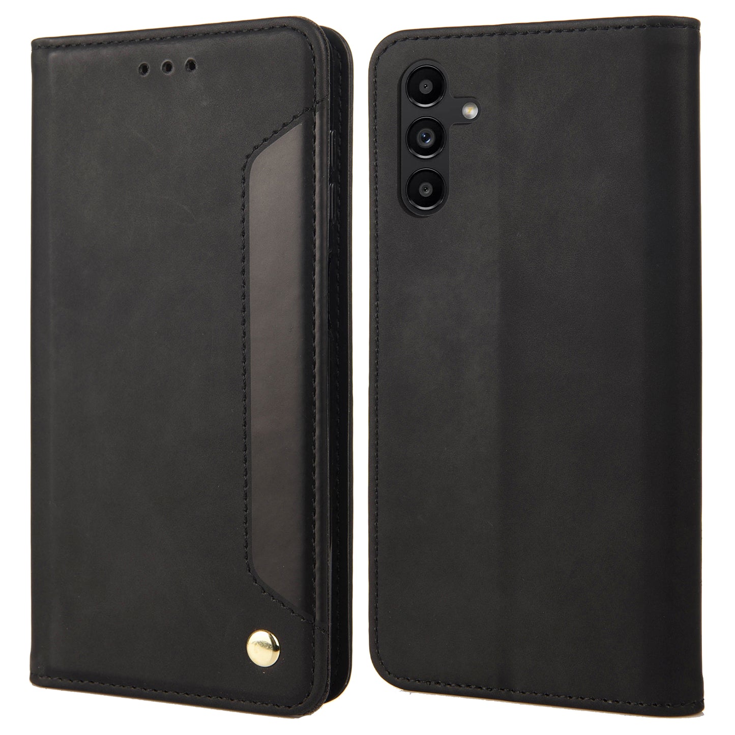 For Samsung Galaxy A16 5G / A16 4G Case PU Leather Shockproof Protection Wallet Phone Cover - Black