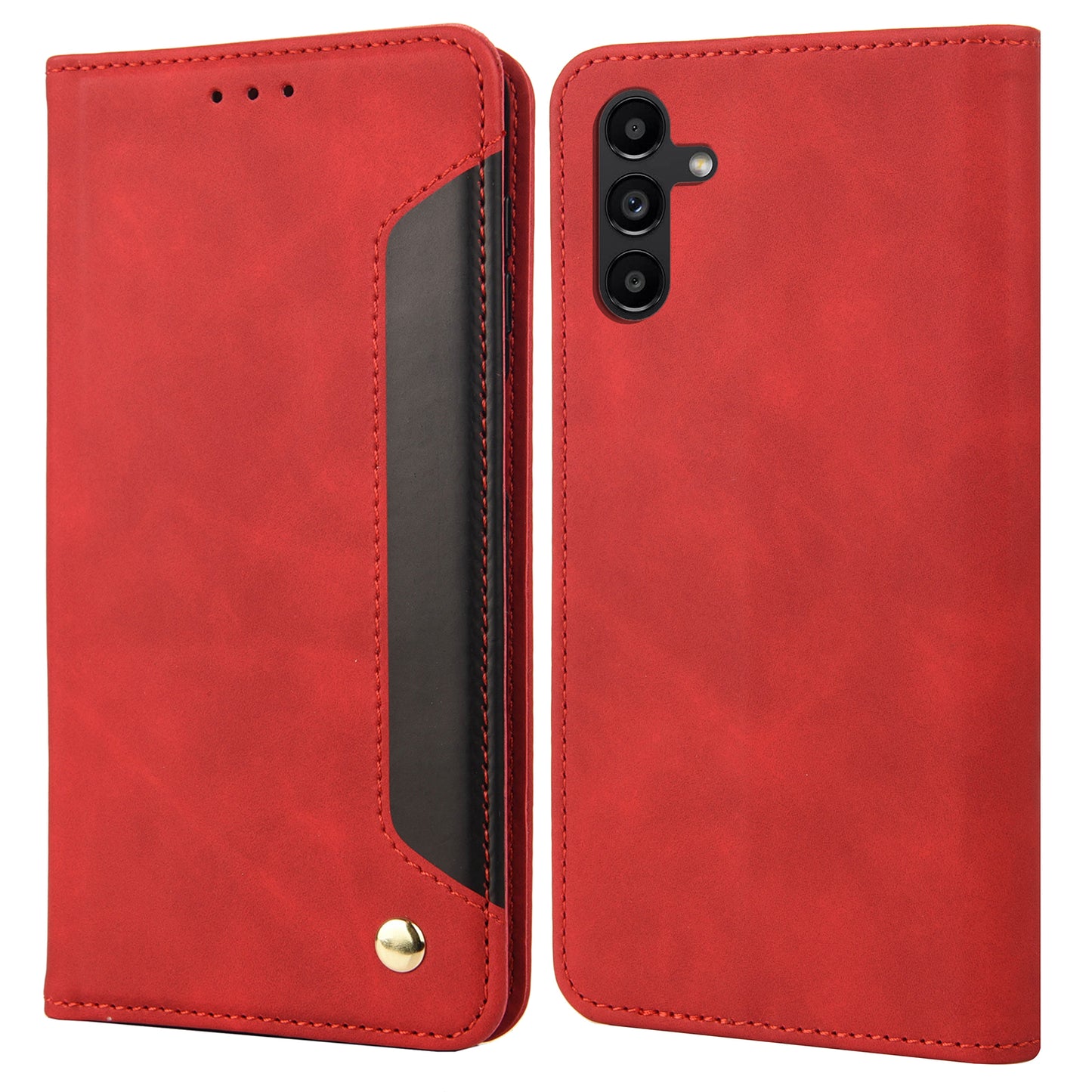 For Samsung Galaxy A16 5G / A16 4G Case PU Leather Shockproof Protection Wallet Phone Cover - Red