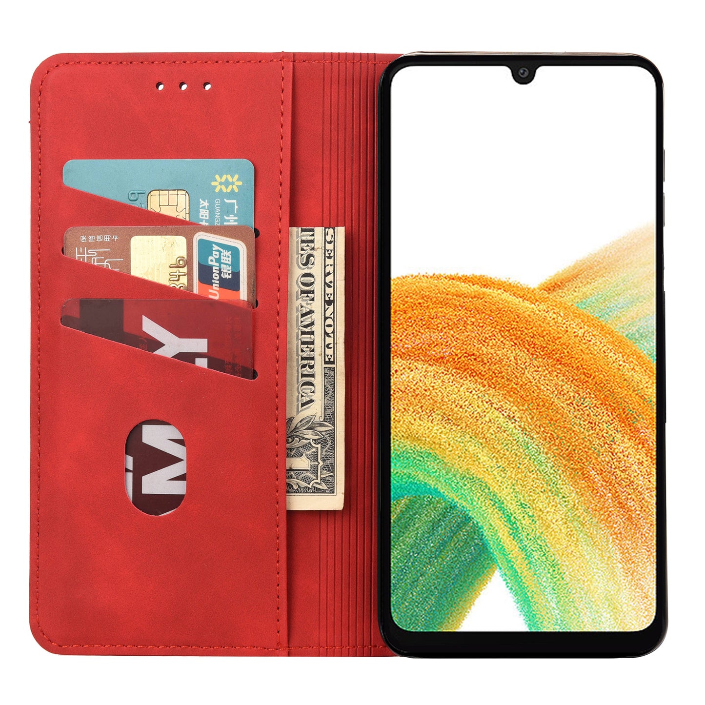 For Samsung Galaxy A16 5G / A16 4G Case PU Leather Shockproof Protection Wallet Phone Cover - Red