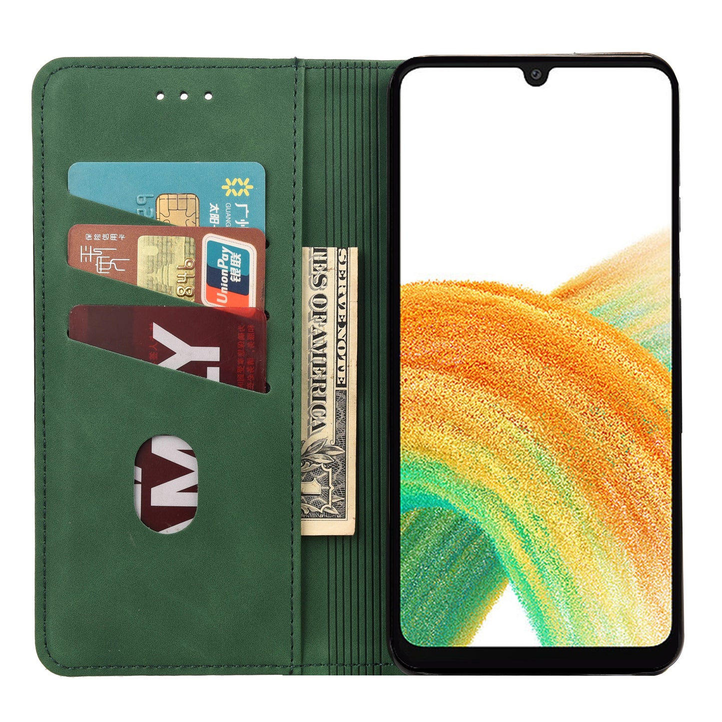 For Samsung Galaxy A16 5G / A16 4G Case PU Leather Shockproof Protection Wallet Phone Cover - Green
