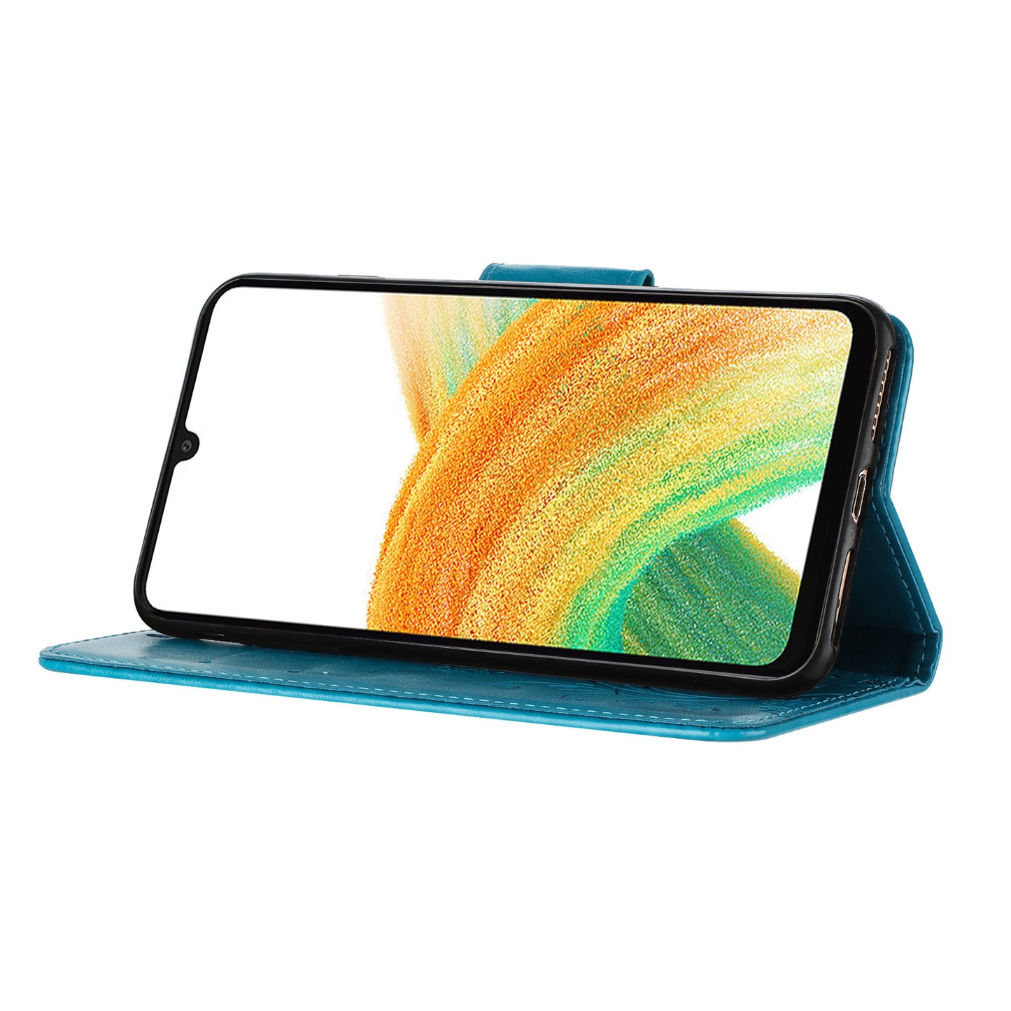 For Samsung Galaxy A16 5G / A16 4G Case Imprinted Mini Butterfly Leather Wallet Phone Cover - Blue