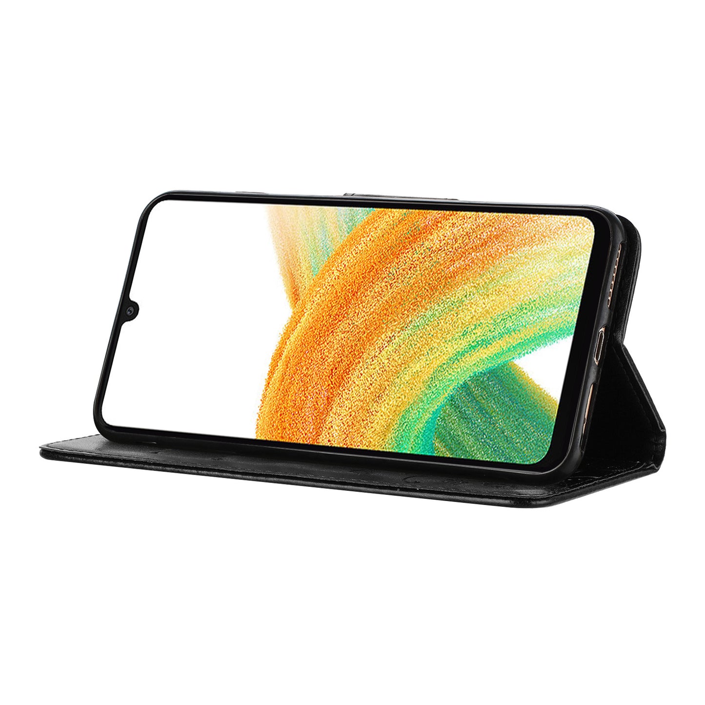 For Samsung Galaxy A16 5G / A16 4G Case Imprinted Mini Butterfly Leather Wallet Phone Cover - Black