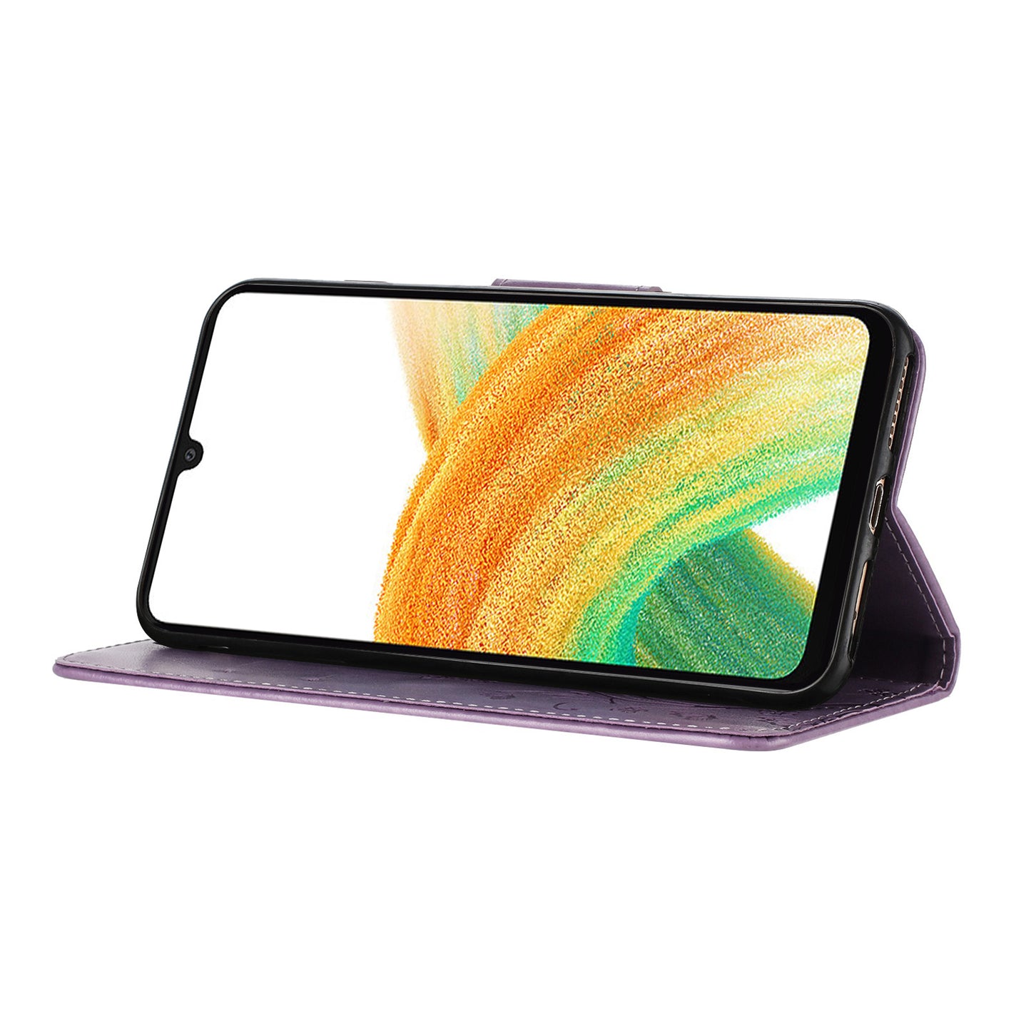 For Samsung Galaxy A16 5G / A16 4G Case Imprinted Mini Butterfly Leather Wallet Phone Cover - Purple