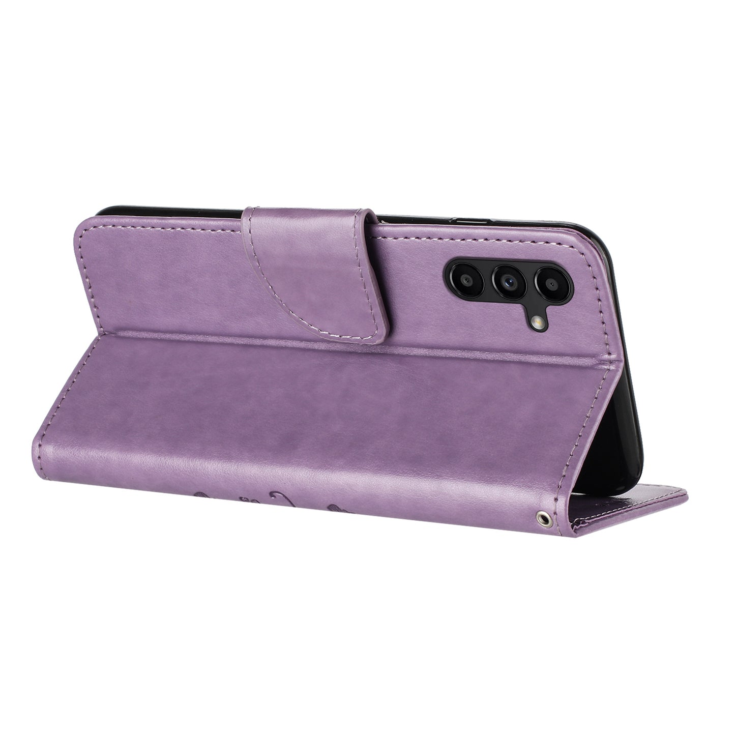 For Samsung Galaxy A16 5G / A16 4G Case Imprinted Mini Butterfly Leather Wallet Phone Cover - Purple